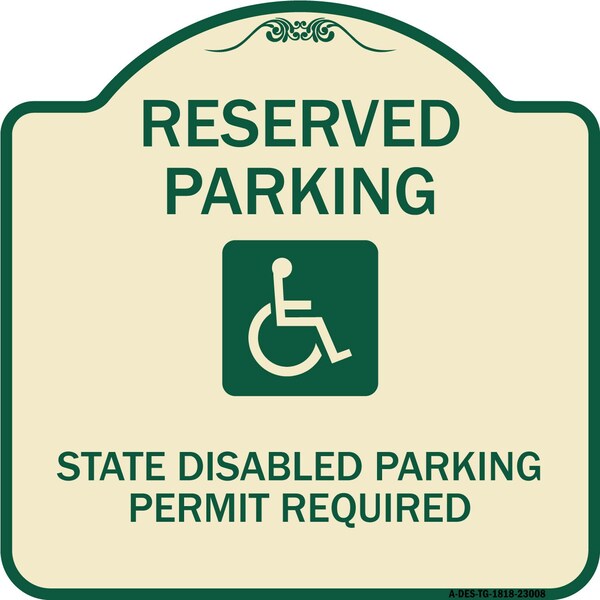 Reserved Parking State Disabled Parking Permit Required Heavy-Gauge Alum, 18" x 18", TG-1818-23008